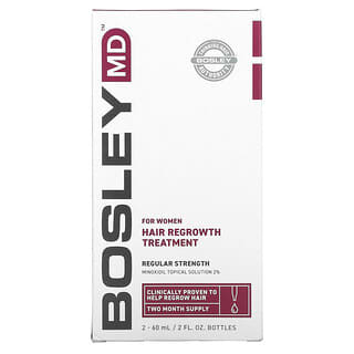 Bosley, For Women, Hair Regrowth Treatment, Regular Strength, 2 Bottles, 2 fl oz (60 ml) Each