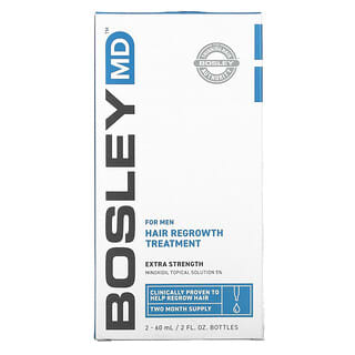 Bosley, For Men, Hair Regrowth Treatment, Extra Strength, 2 Bottles, 2 fl oz (60 ml) Each