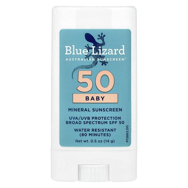 Blue Lizard Australian Sunscreen, Baby Mineral Sunscreen Stick, SPF 50, 0.5 oz (14 g)