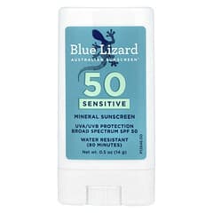 Blue Lizard Australian Sunscreen, Sensitive Mineral Sunscreen Stick, SPF 50, 0.5 oz (14 g)