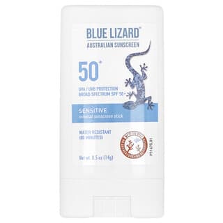 Blue Lizard Australian Sunscreen, Sensível, Protetor Solar Mineral em Bastão, FPS 50+, 14 g (0,5 oz)