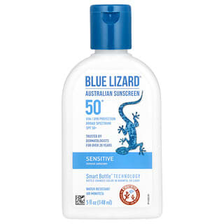 Blue Lizard Australian Sunscreen, минеральное солнцезащитное средство, SPF 50+, для чувствительной кожи, 148 мл (5 жидк. унций)