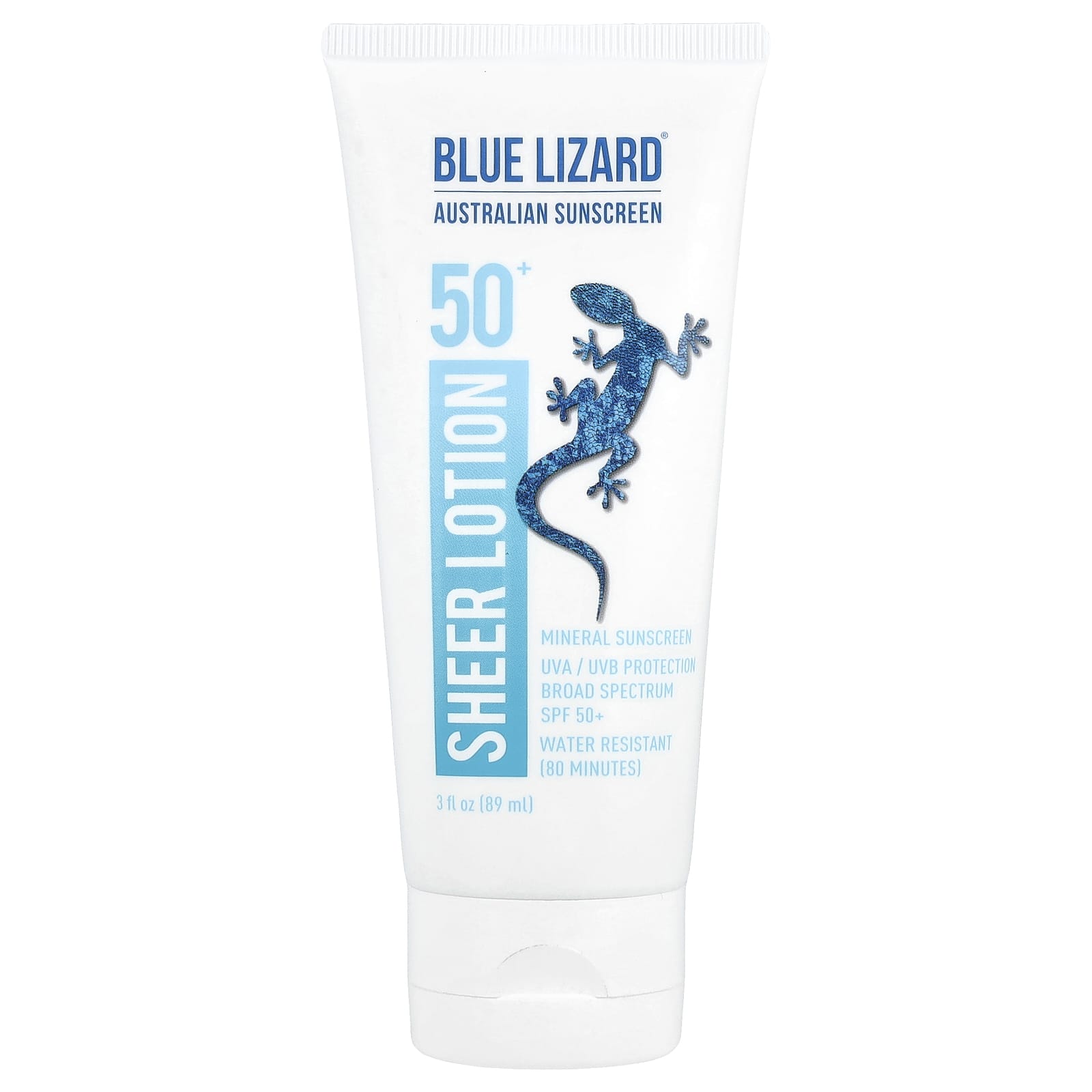 Blue Lizard Australian Sunscreen, Body Sheer Lotion, Mineral Sunscreen, SPF 50+, 3 fl oz (89 ml)
