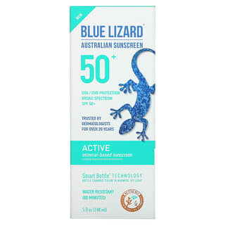 Blue Lizard Australian Sunscreen, Active, солнцезащитный лосьон на минеральной основе с SPF 50+, 148 мл (5 жидк. унций)