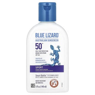 Blue Lizard Australian Sunscreen, Спорт, Слънцезащитен крем на минерална основа, SPF 50+, 5 течни унции (148 ml)