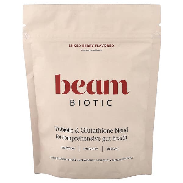 Beam, 生物維生素、三菌株和谷胱甘肽混合物，什錦漿果味，15 包單份包裝，每包 0.09 盎司（2.6 克）