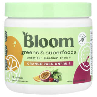 Bloom, Greens & Superfoods, зелень і суперфуди, апельсин і маракуйя, 183,60 г (6,45 унції)