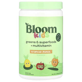 Bloom, Niños, Suplemento multivitamínico con verduras de hoja y superalimentos, Ponche tropical, 121,75 g (4,29 oz)