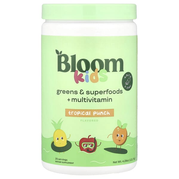 Kids, Greens & Superfoods + Multivitamin, Tropical Punch, 4.29 oz (121.75 g)