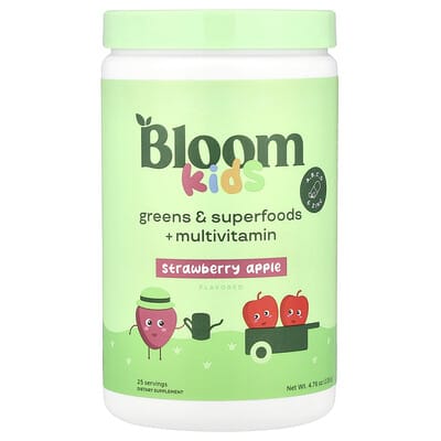 Bloom, Kids, Greens & Superfoods + Multivitamin, Strawberry Apple, 4.76 oz (135 g)