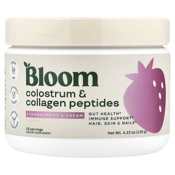 Colostrum & Collagen Peptides, Strawberries & Cream, 4.23 oz (120 g)