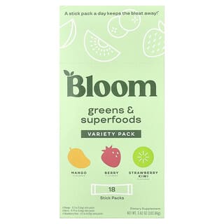 Bloom, Légumes verts et superaliments, Assortiment, 18 sachets en stick, 102,36 g