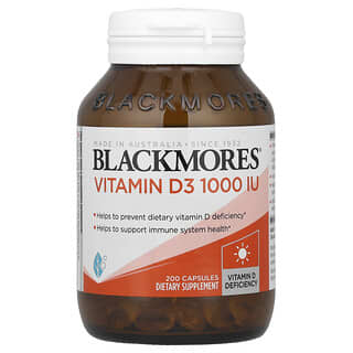 Blackmores, Vitamin D3, 25 mcg (1,000 IU), 200 Capsules