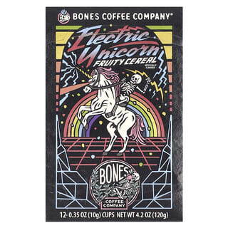 Bones Coffee Company, Licorne électrique, Tasses à café, Céréales fruitées, 12 tasses, 10 g chacune