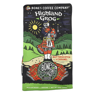 Bones Coffee Company, Highland Grog, Butter Scotch e Caramelo, Moído, Torra Média, 340 g (12 oz)