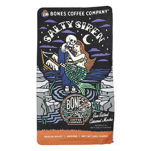 Bones Coffee Company, Salty Siren, Sea Salted Caramel Mocha, Ground, Medium Roast, 12 oz (340 g)