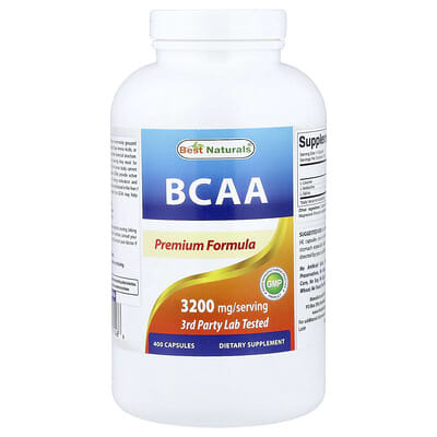 Best Naturals, Branched Chain Amino Acids, 3,200 mg, 400 Capsules (800 mg per capsule)