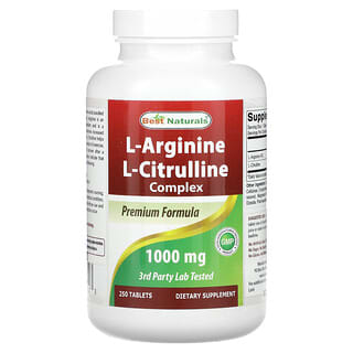 Best Naturals, L-arginine, Complexe de L-citrulline, 1000 mg, 250 comprimés
