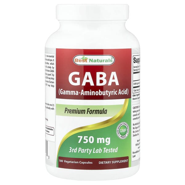 Best Naturals, GABA, 750 mg, 180 Vegetarian Capsules — product photo 1