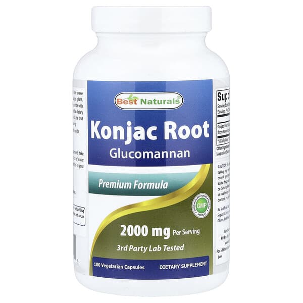 Best Naturals Konjac Root, 180 Vegetarian Capsules (666 mg per Capsule)