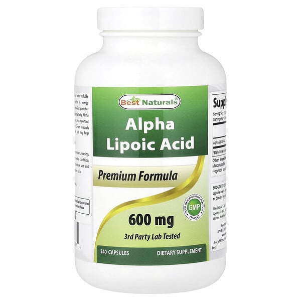 Best Naturals, 알파리포산, 600mg, 캡슐 240정