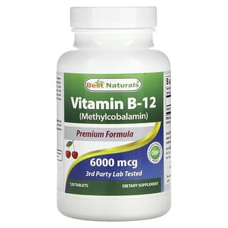 Best Naturals, Vitamina B12 (metilcobalamina), 6000 mcg, 120 comprimidos