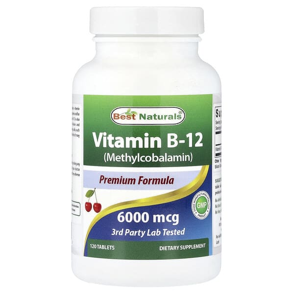 Best Naturals, 비타민B-12(메틸코발라민), 6,000mcg, 120정