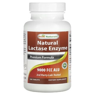 Best Naturals, Enzima de lactasa natural, 9.000 FCC ALU, 180 comprimidos
