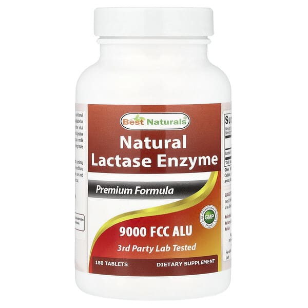 Natural Lactase Enzyme, 9,000 FCC ALU, 180 Tablets