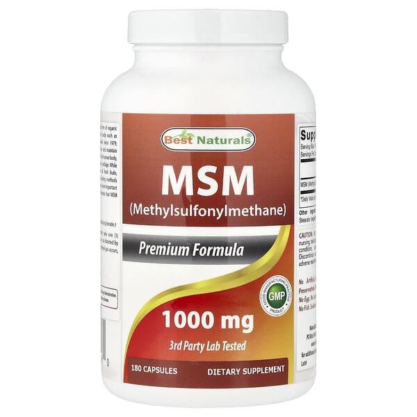 Best Naturals, MSM, 1,000 mg, 180 Capsules — product photo 1