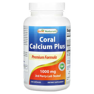Best Naturals, коралловый кальций плюс, 500 мг, 250 капсул