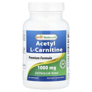 Best Naturals, ацетил-L-карнитин, 1,000 мг, 60 капсул