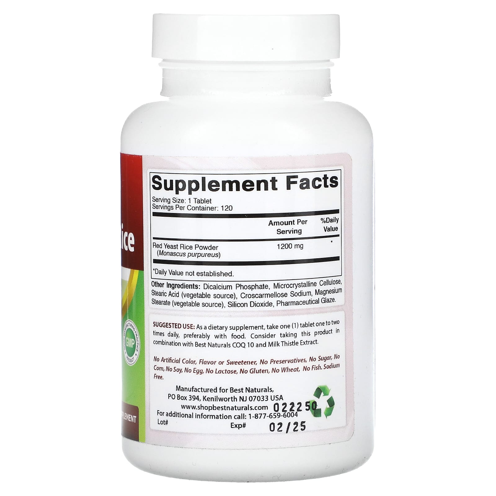 Best Naturals, Red Yeast Rice, 1,200 mg, 120 Tablets