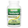 Cordyceps, Fórmula prémium, 750 mg, 120 cápsulas vegetales