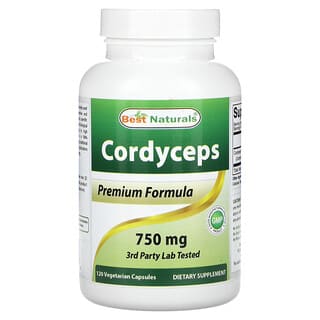 Best Naturals, Кордицепс, формула премиального качества, 750 мг, 120 вегетарианских капсул