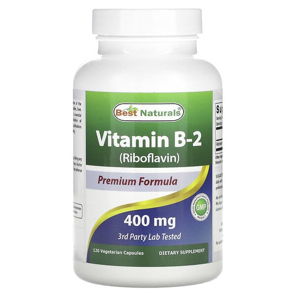 Best Naturals, Vitamin B2 (Riboflavin), 400 mg, 120 Vegetarian Capsules