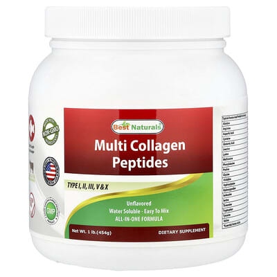 Best Naturals, Multi Collagen Peptides, Unflavoured, 1 lb (454 g)