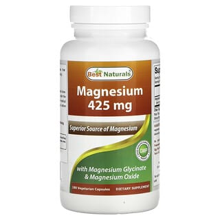 Best Naturals, Magnésio, 425 mg, 180 Cápsulas Vegetarianas