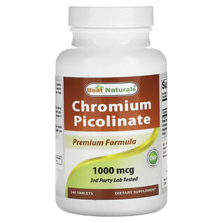 Best Naturals, Pikolinian chromu, 1000 µg, 240 tabletek