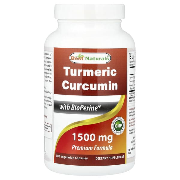 Best Naturals Turmeric Curcumin With BioPerine®, 180 Vegetarian Capsules