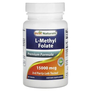 Best Naturals, L-metilfolato, 15.000 mcg, 60 comprimidos