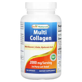 Best Naturals, Multicollagène, 2000 mg, 180 capsules (666 mg par capsule)
