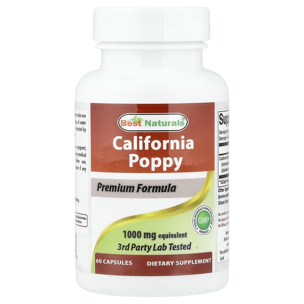 Best Naturals, 캘리포니아 포피, 캡슐 60정(캡슐 1정당 250mg)