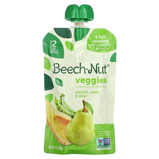 Beech-Nut, 채소, 6개월 이상, 스쿼시, 완두콩 및 배, 99g(3.5oz)