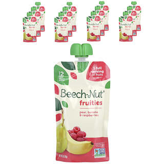 Beech-Nut, 水果，6 個月以上，梨、香蕉和樹莓，12 袋，每袋 3.5 盎司（99 克）
