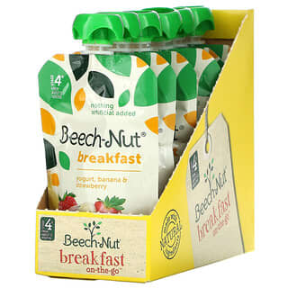 Beech-Nut, Desayuno, Más de 12 meses, Yogur, Plátano y fresa, 12 sobres, 99 g (3,5 oz) cada uno