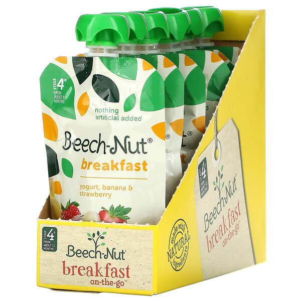 Beech-Nut, 早餐，12 個月以上，優酪乳、香蕉和草莓，12 袋，每袋 3.5 盎司（99 克）