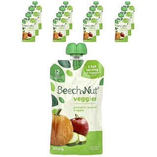 Beech-Nut, 채소, 6개월 이상, 호박, 호박 및 사과, 파우치 12개, 각 99g(3.5oz)