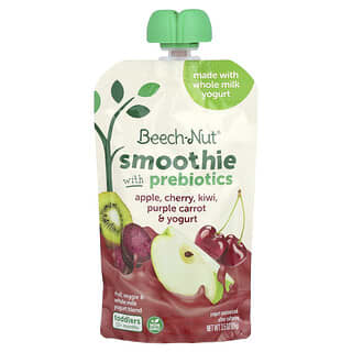 Beech-Nut, Prebiyotikli Smoothie, 12+ Ay, Elma, Kiraz, Kivi, Mor Havuç ve Yoğurt, 3,5 oz (99 gr)