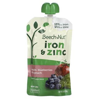 Beech-Nut, Fruit & Veggie Blend, Iron & Zinc, 12+ Months, Apple, Blueberries & Spinach, 3.5 oz (99 g)